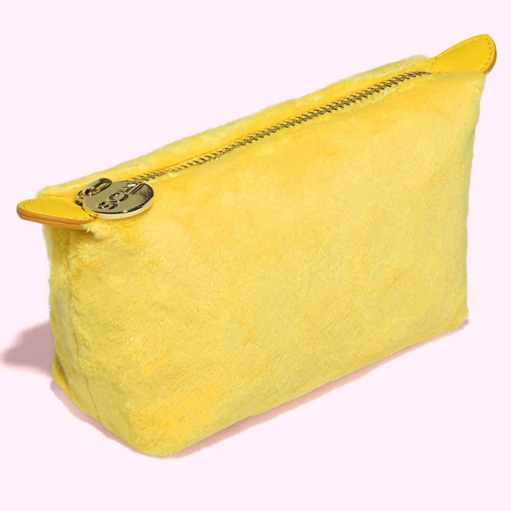 Stoney Clover Lane pep rally yellow fuzzy pouchette pouch